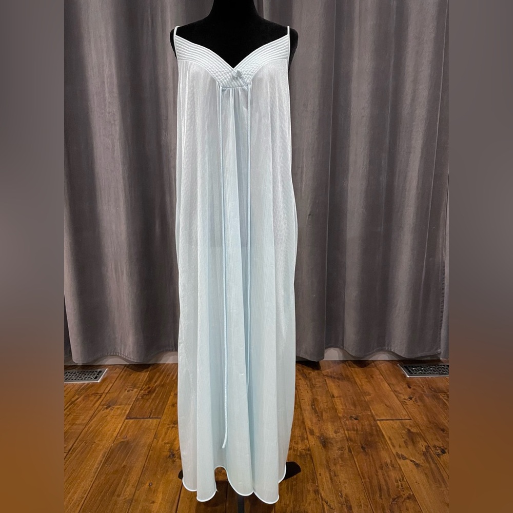 Elegant Light Blue Long Slip Chemise - Women's Sleepwear
